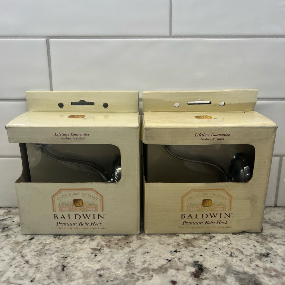NEW Baldwin Champlain Premium Robe Hook Satin Nickel Finish 3865-150 Solid Brass